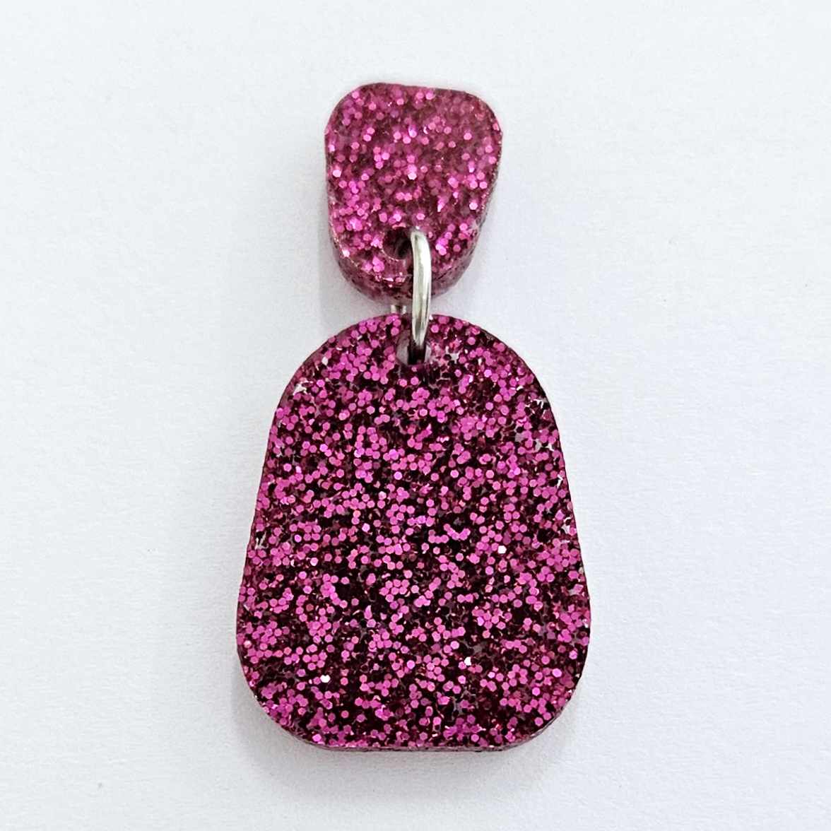 25mm HOT PINK GLITTER Acrylic MINI Dangles, with toppers