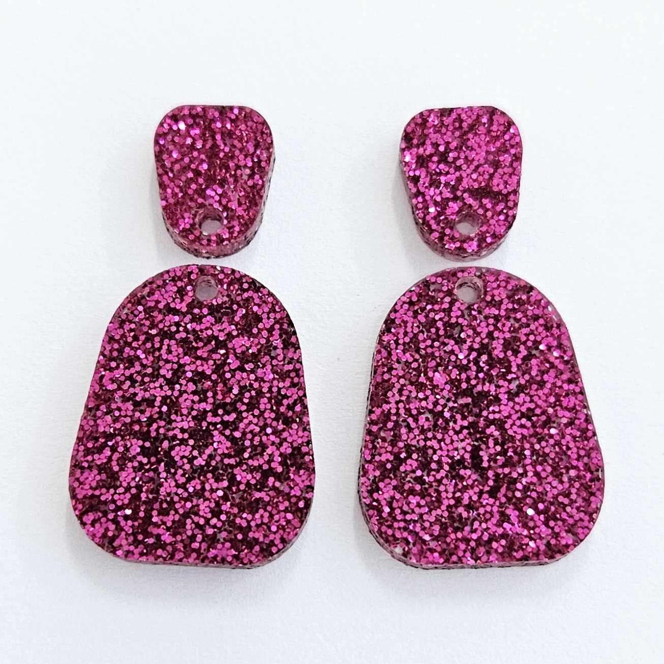 25mm HOT PINK GLITTER Acrylic MINI Dangles, with toppers