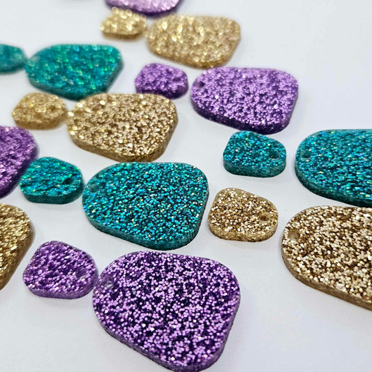 25mm GLITTER Acrylic MINI DANGLES MIXED PACK