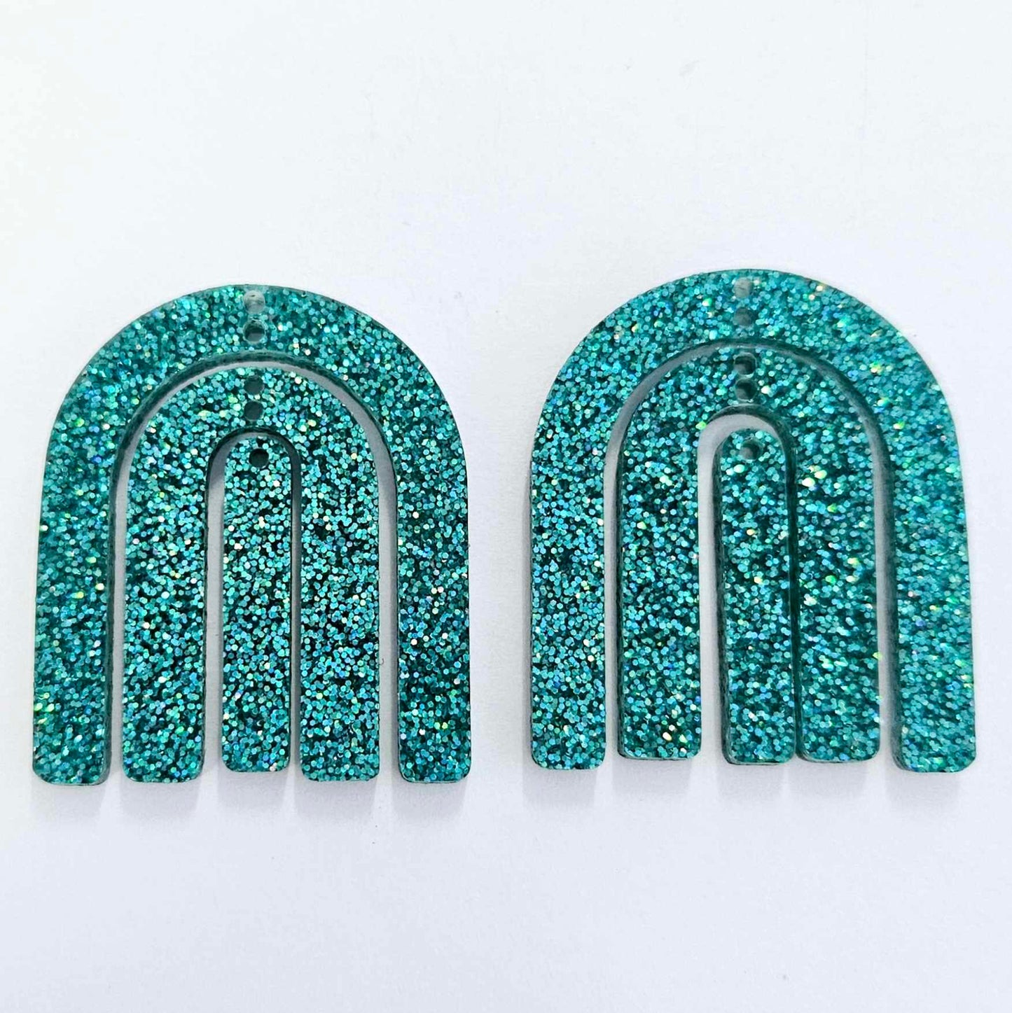 40mm TEAL GLITTER Acrylic RAINBOWS