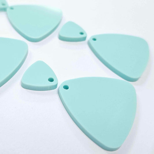 30mm PASTEL TURQUOISE (Aqua) Acrylic TRIANGLES, with toppers