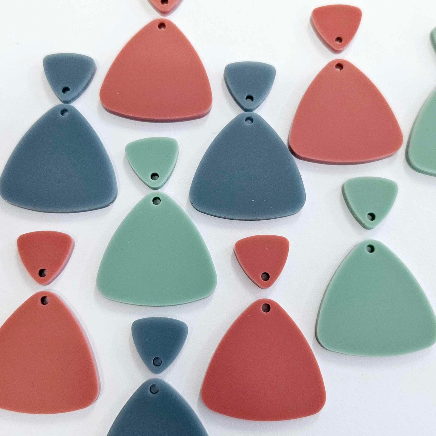 30mm SOLID COLOUR Acrylic TRIANGLE Dangles MIXED PACK