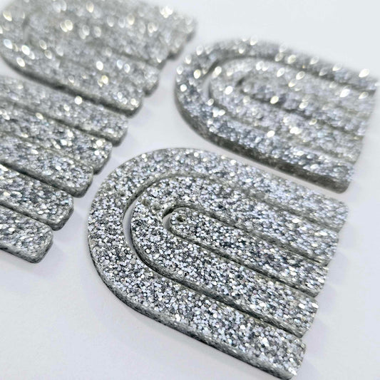 40mm SILVER GLITTER Acrylic RAINBOWS