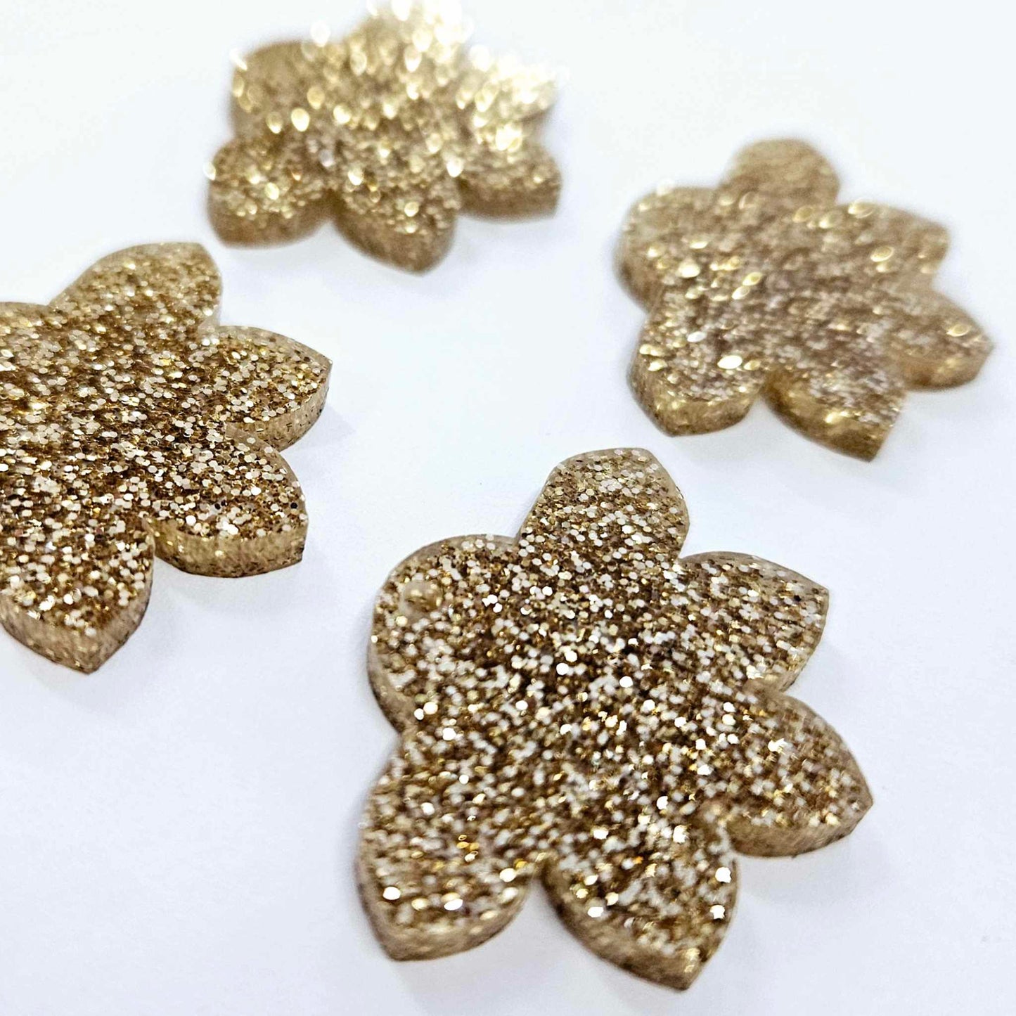 35mm ROSE GOLD GLITTER Acrylic Half FLOWERS