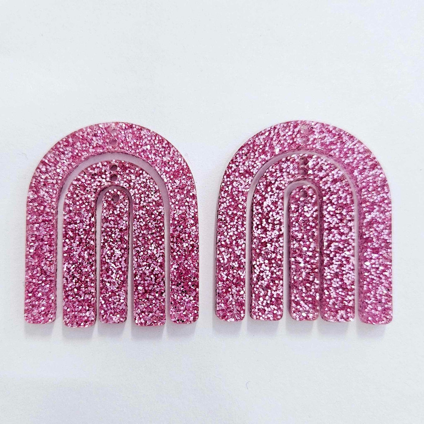 40mm PINK GLITTER Acrylic RAINBOWS