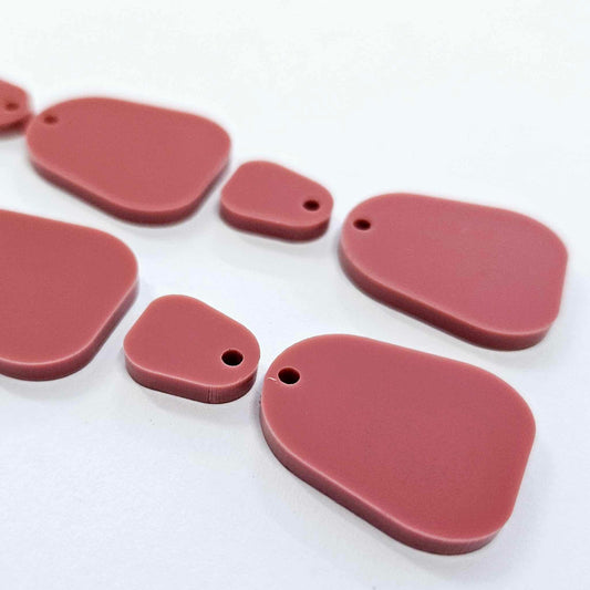 25mm DUSTY ROSE Acrylic MINI Dangles, with toppers