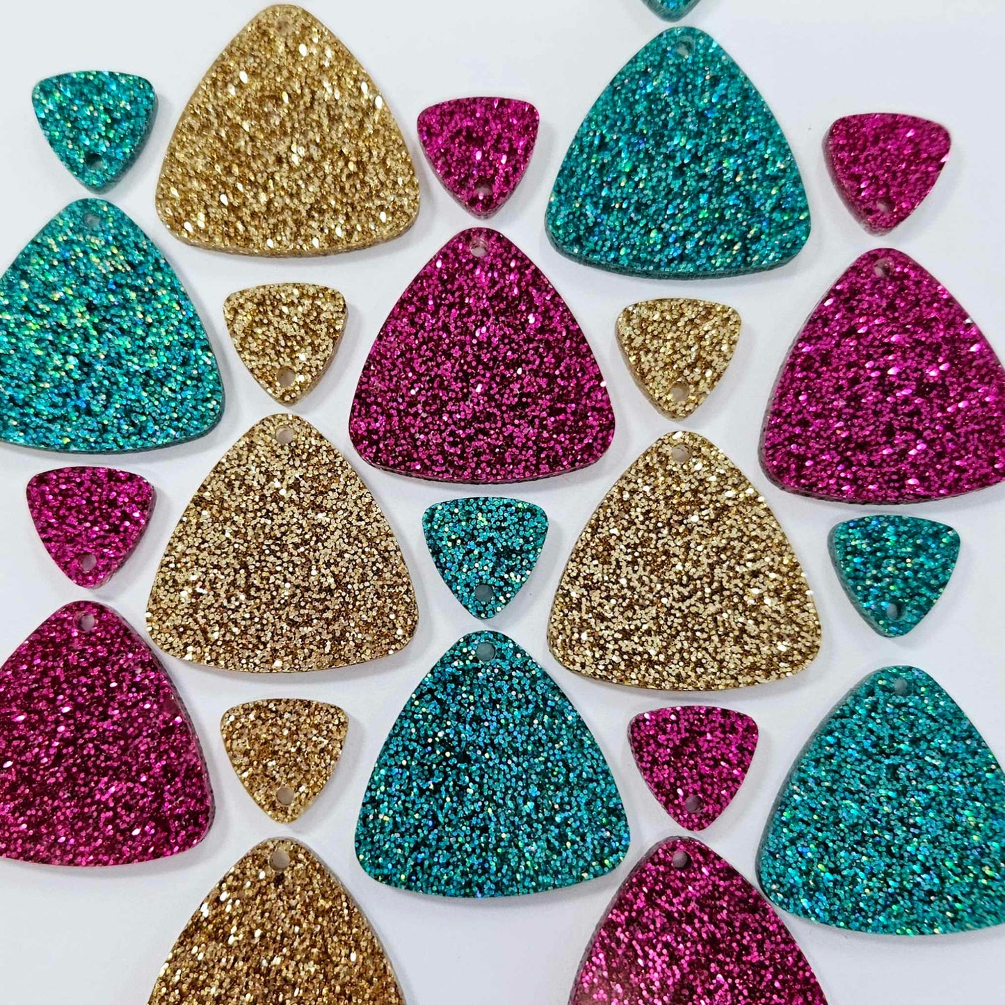 30mm GLITTER Acrylic TRIANGLE Dangles MIXED Pack