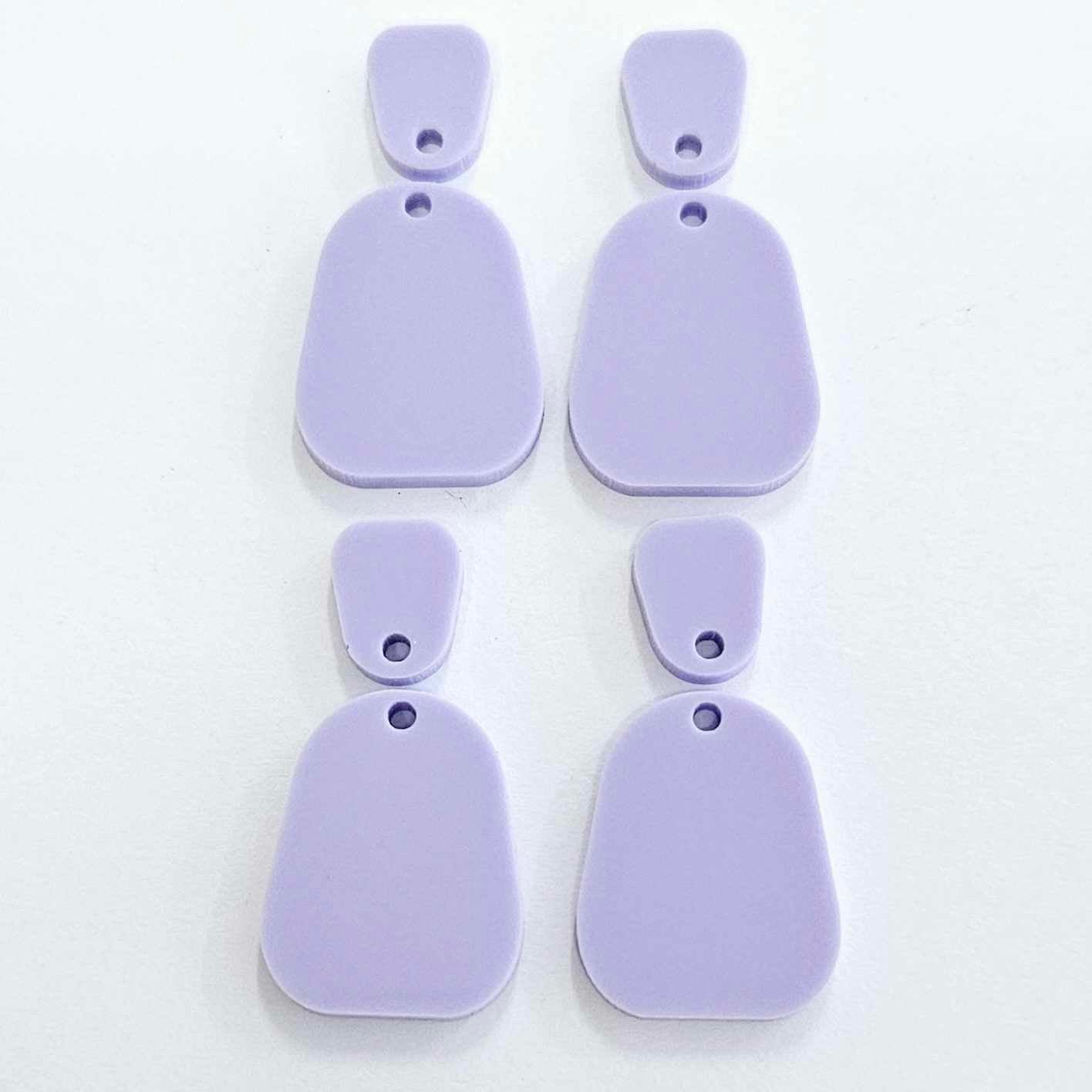 25mm PASTEL PURPLE Acrylic MINI Dangles, with toppers.