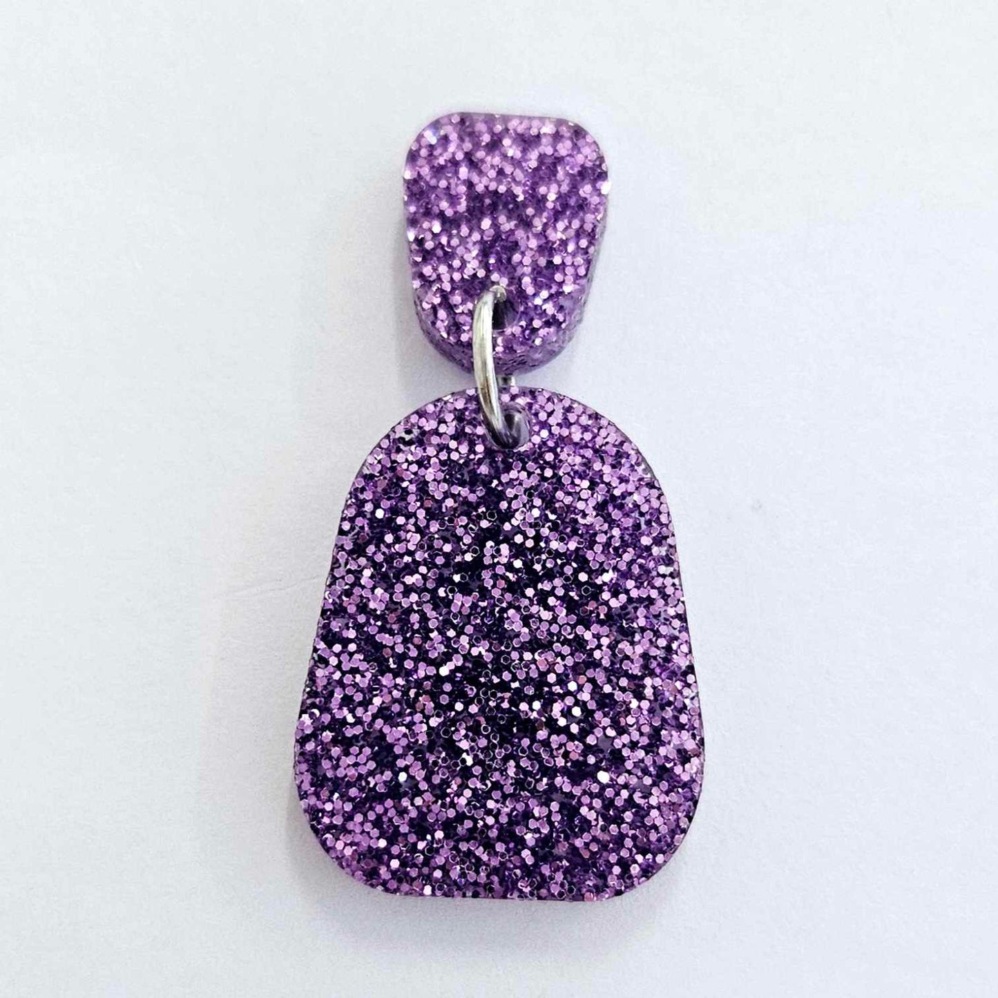 25mm PURPLE GLITTER Acrylic MINI Dangles, with toppers