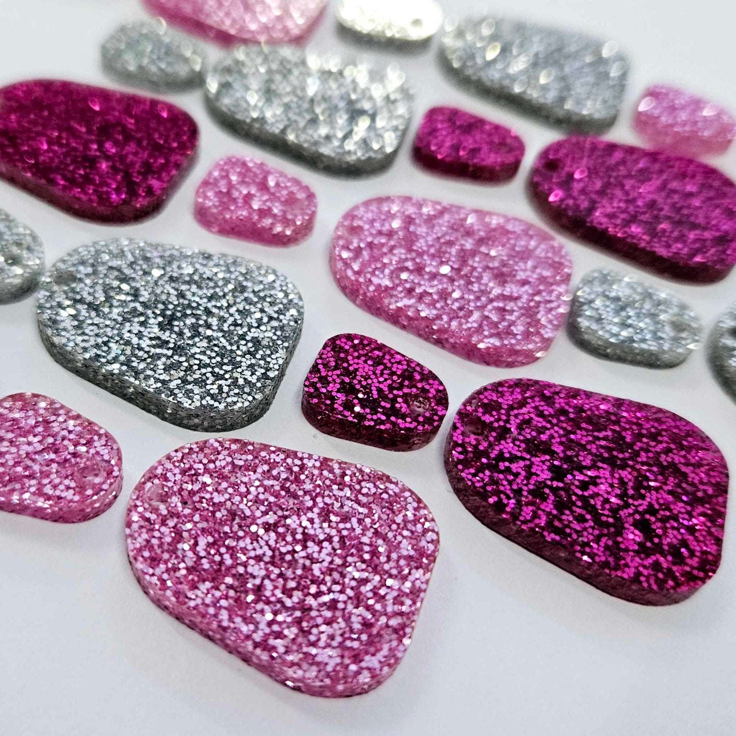 25mm PINK/SILVER GLITTER Acrylic MINI DROPS MIXED PACK