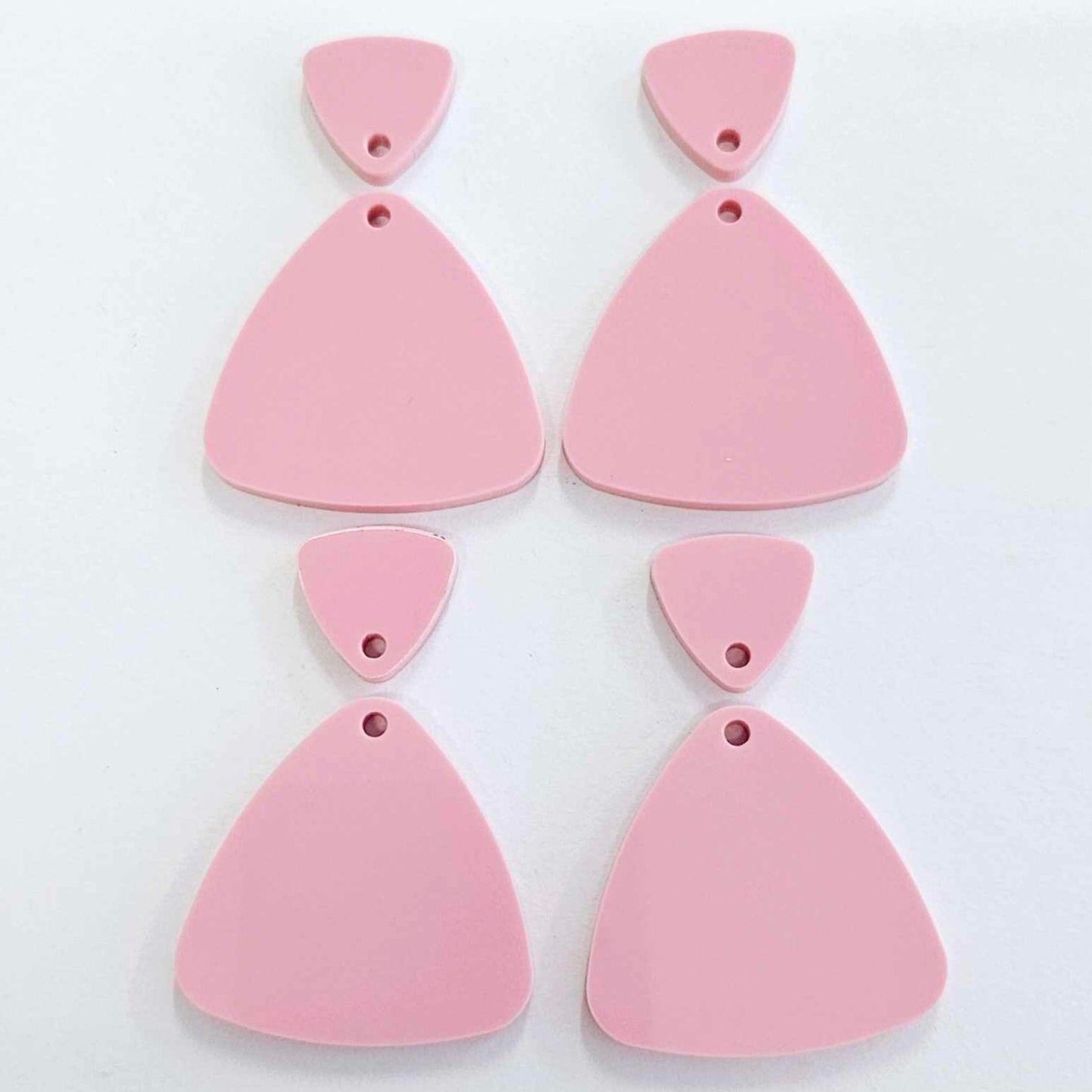 30mm PASTEL PINK Acrylic TRIANGLES, with toppers