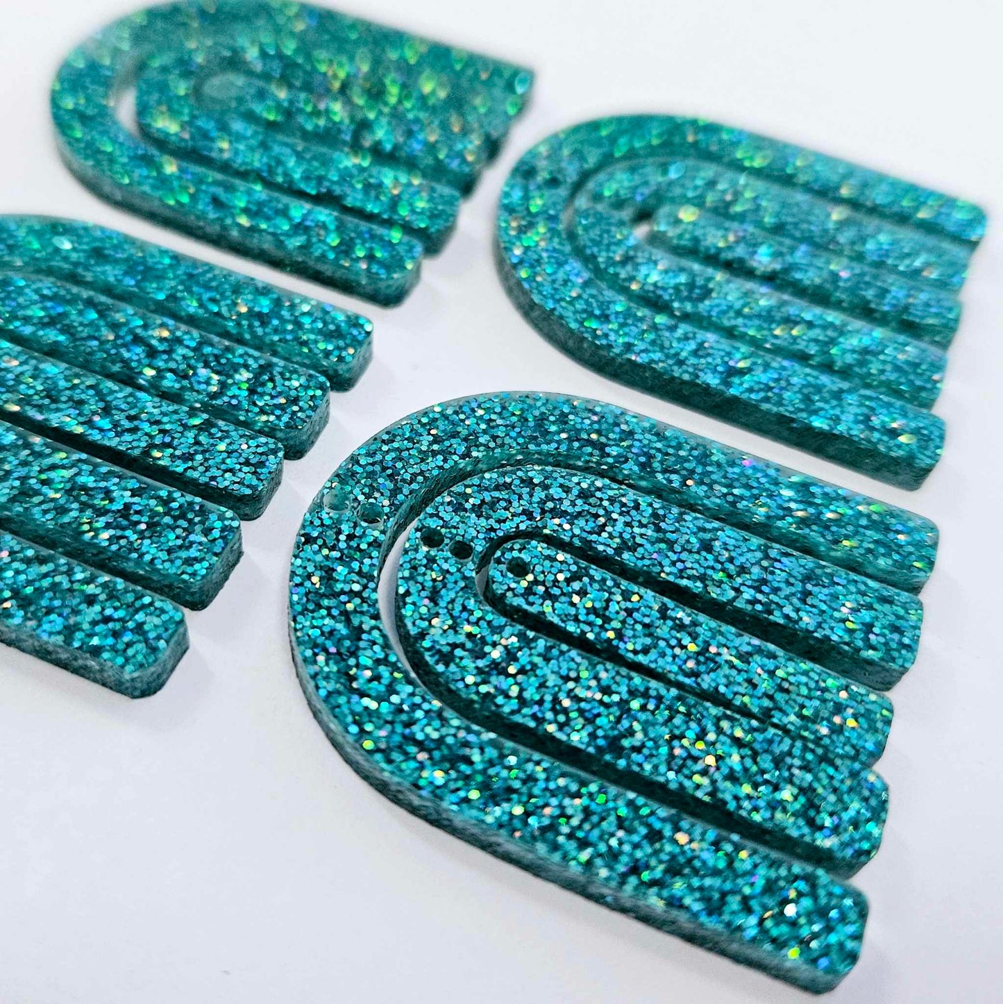 40mm TEAL GLITTER Acrylic RAINBOWS