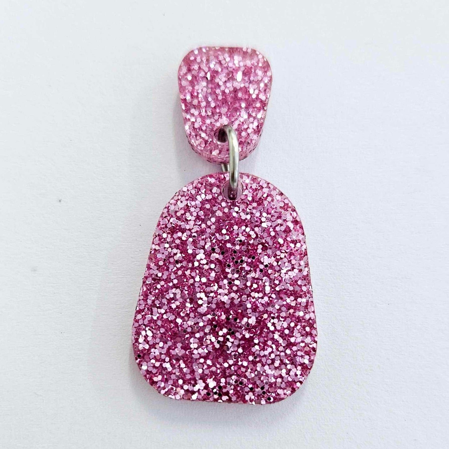 25mm PINK GLITTER Acrylic MINI Dangles, with toppers