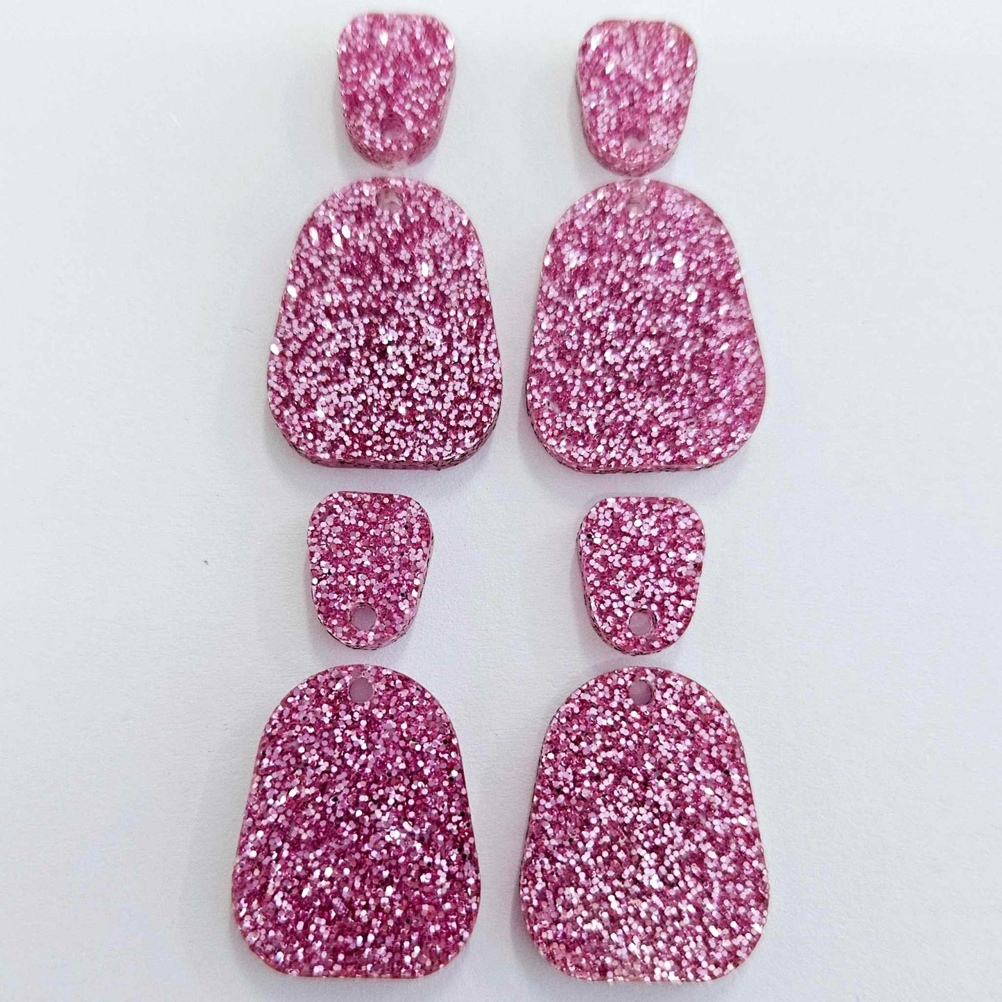 25mm PINK GLITTER Acrylic MINI Dangles, with toppers