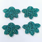 35mm TEAL GLITTER Acrylic Half FLOWERS