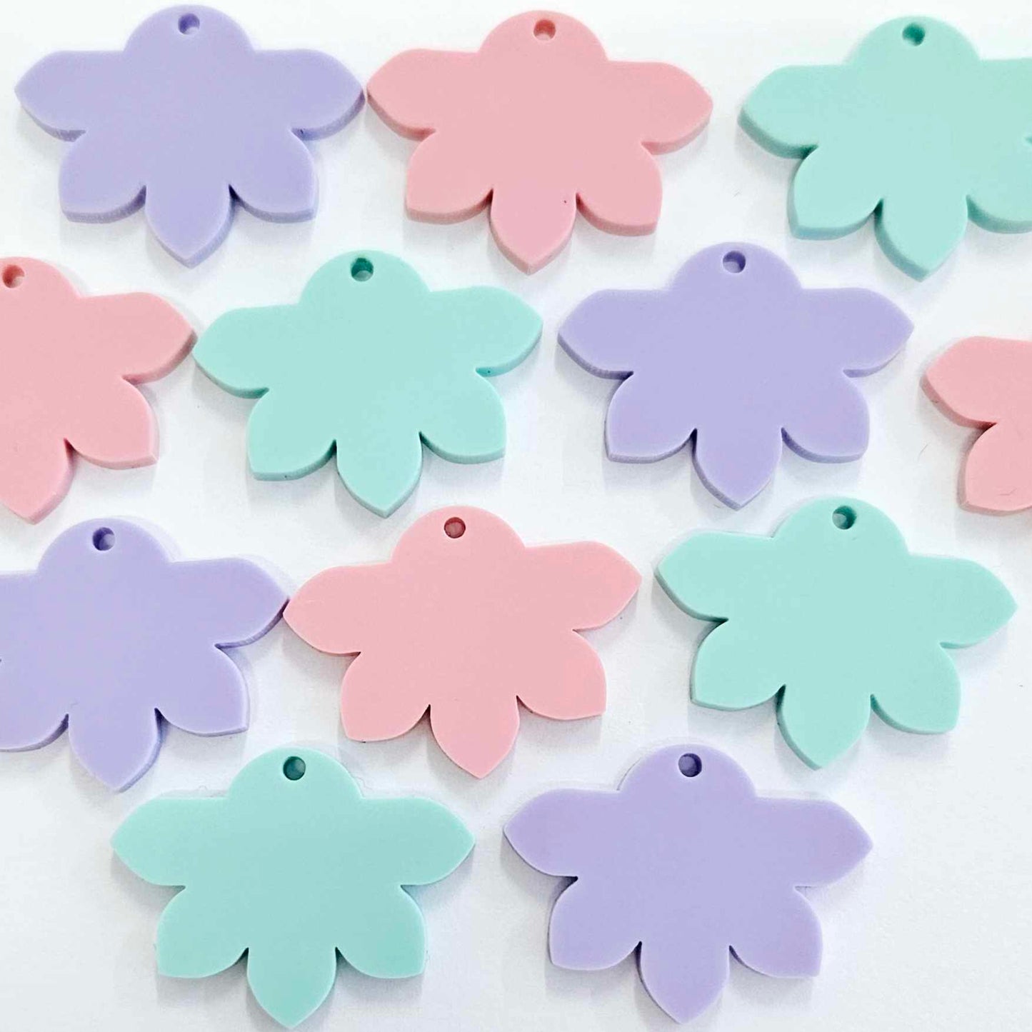 35mm PASTEL Acrylic Half FLOWERS MIXED Pack