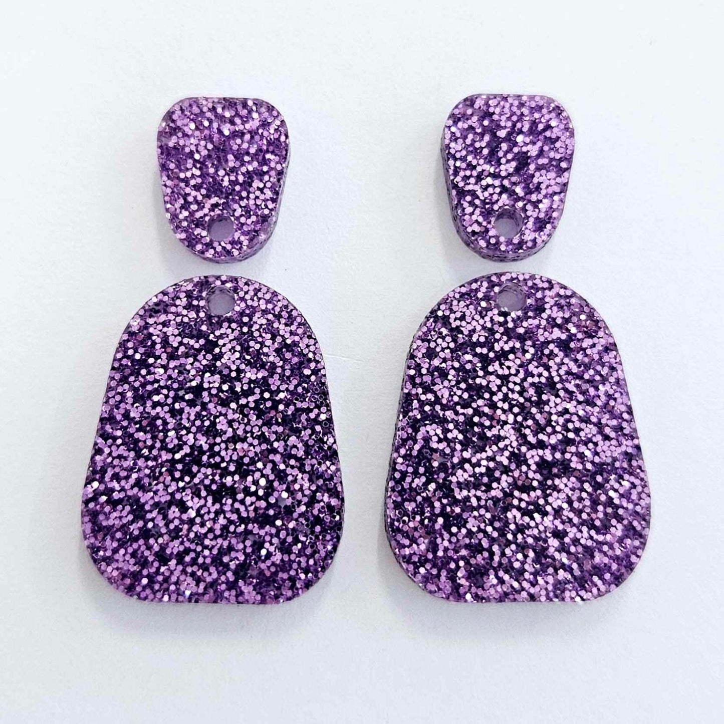 25mm PURPLE GLITTER Acrylic MINI Dangles, with toppers