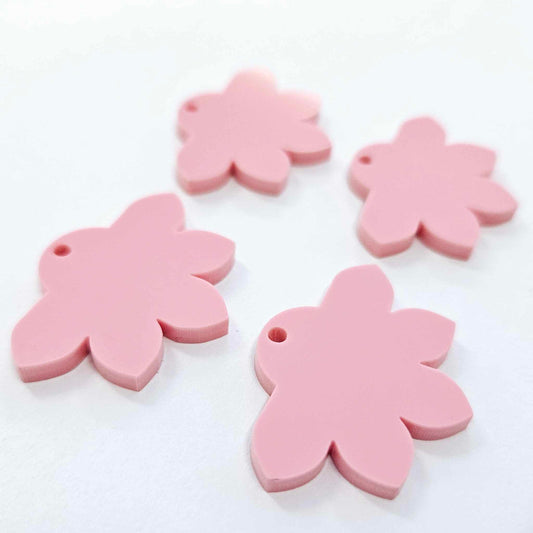 35mm PASTEL PINK Acrylic Half FLOWERS