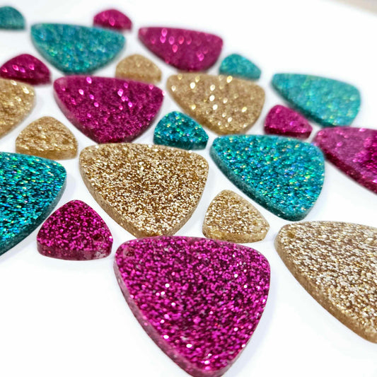 30mm GLITTER Acrylic TRIANGLE Dangles MIXED Pack