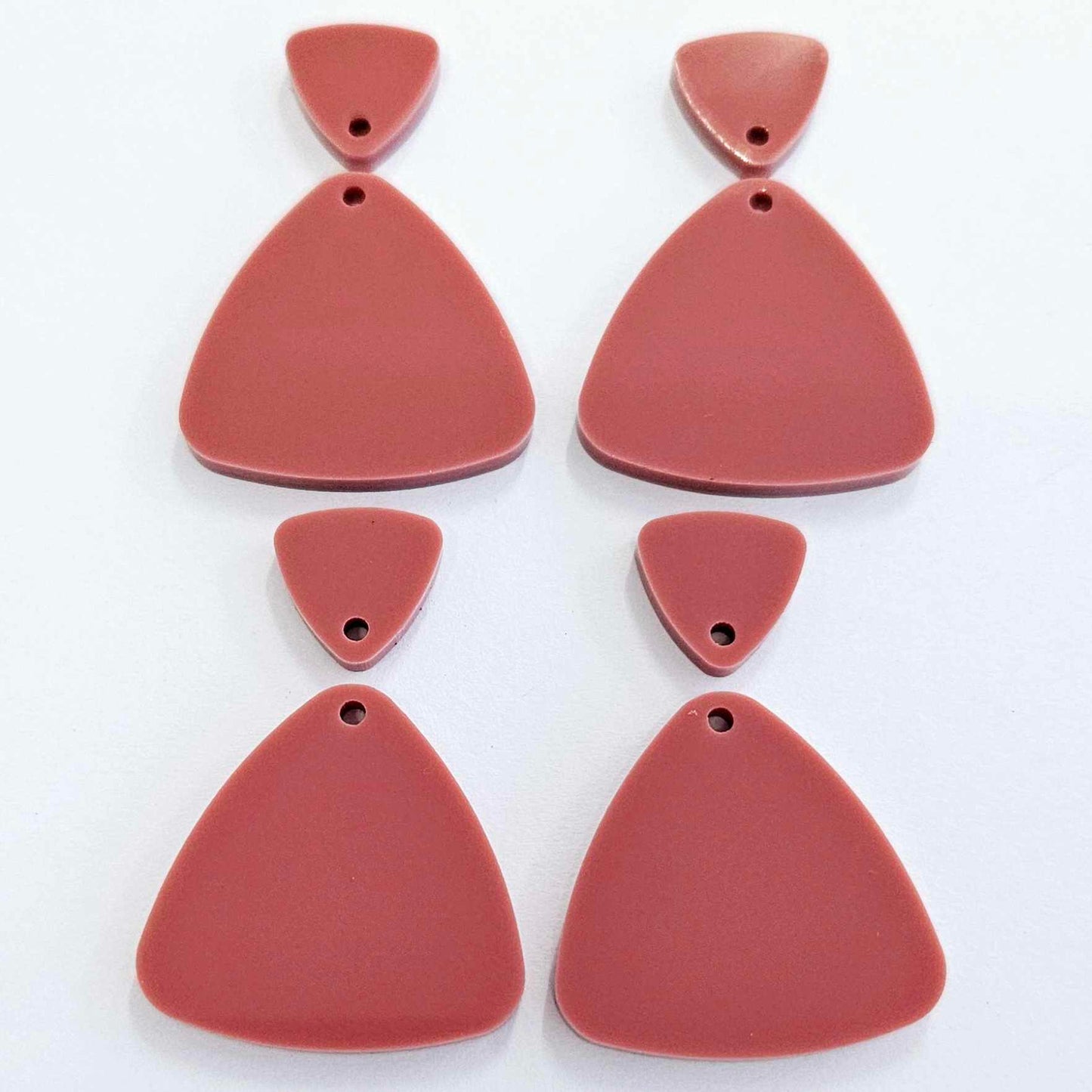 30mm DUSTY ROSE Acrylic TRIANGLES, with toppers