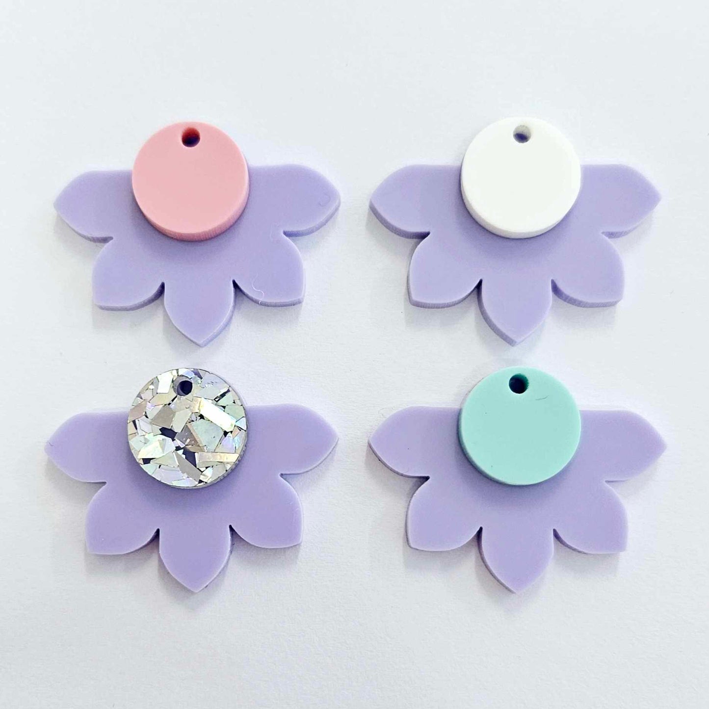 35mm PASTEL PURPLE Acrylic Half FLOWERS