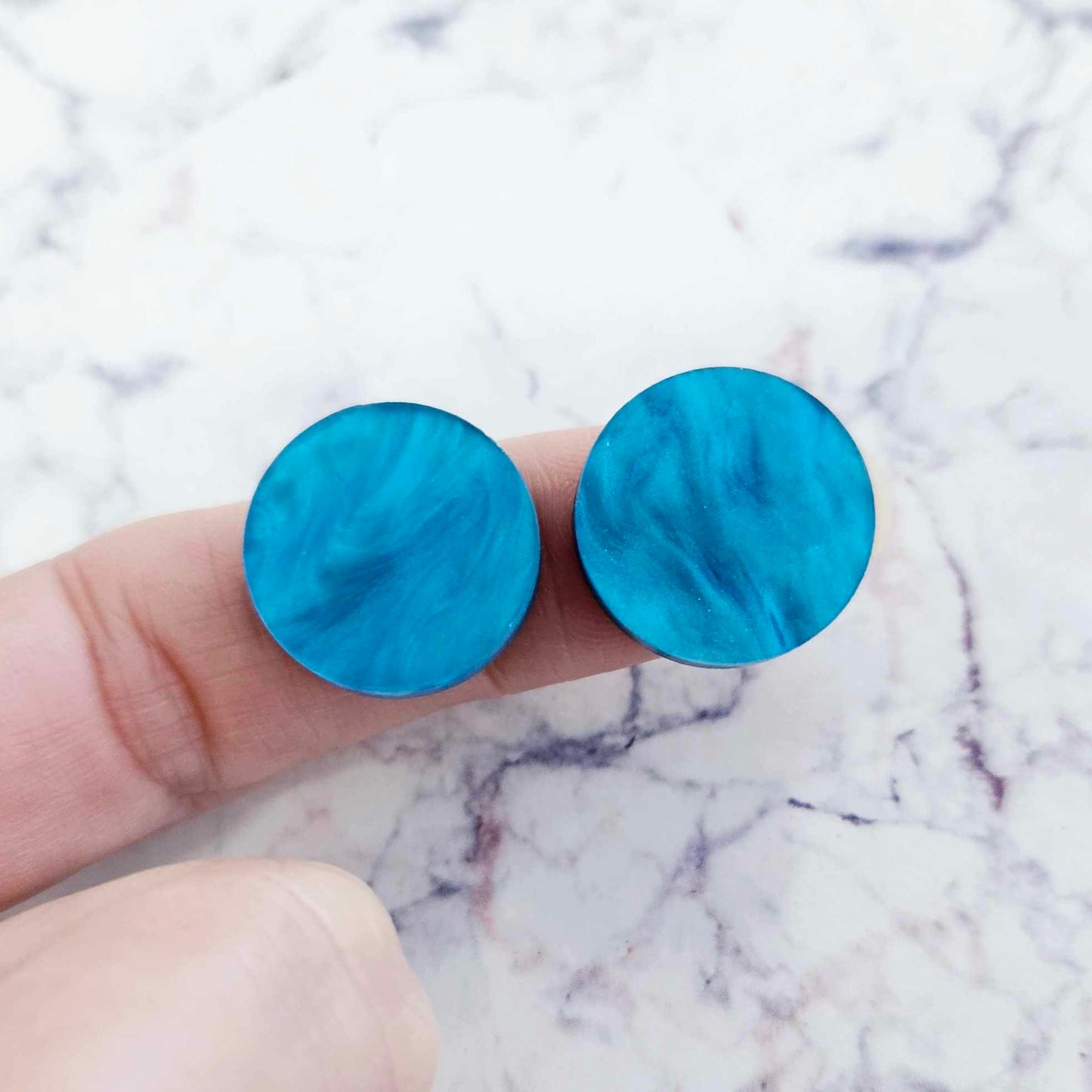 18mm BLUE MARBLE Acrylic CIRCLES