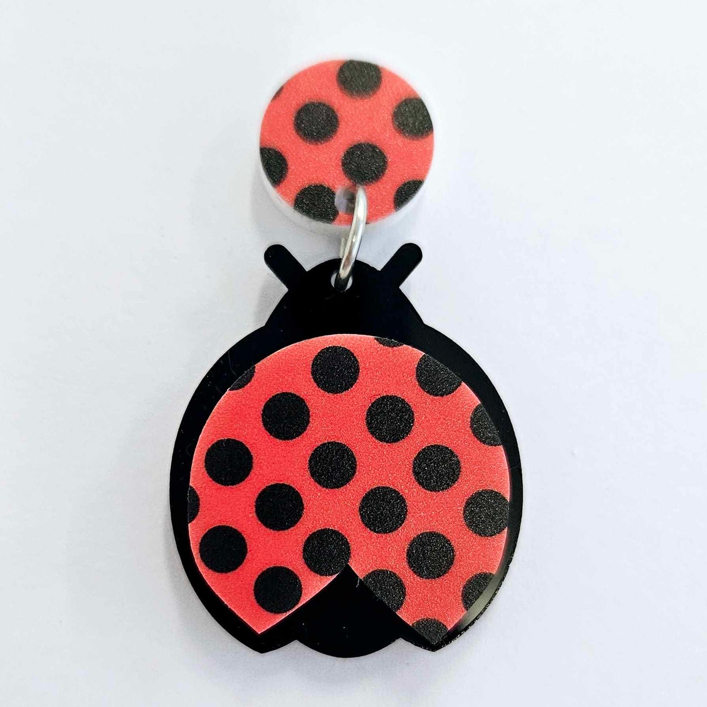 14mm RED & BLACK POLKA DOT Acrylic Toppers/Studs