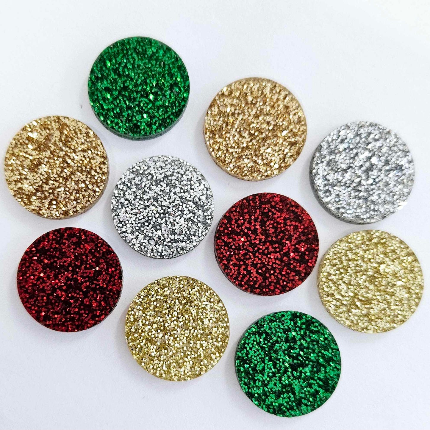 20mm CHRISTMAS GLITTER Acrylic CIRCLE MIXED PACK