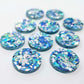 20mm CHUNKY AQUA GLITTER Acrylic CIRCLES