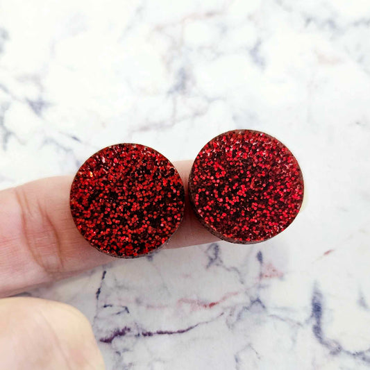 20mm Laser Cut RED GLITTER Acrylic CIRCLES