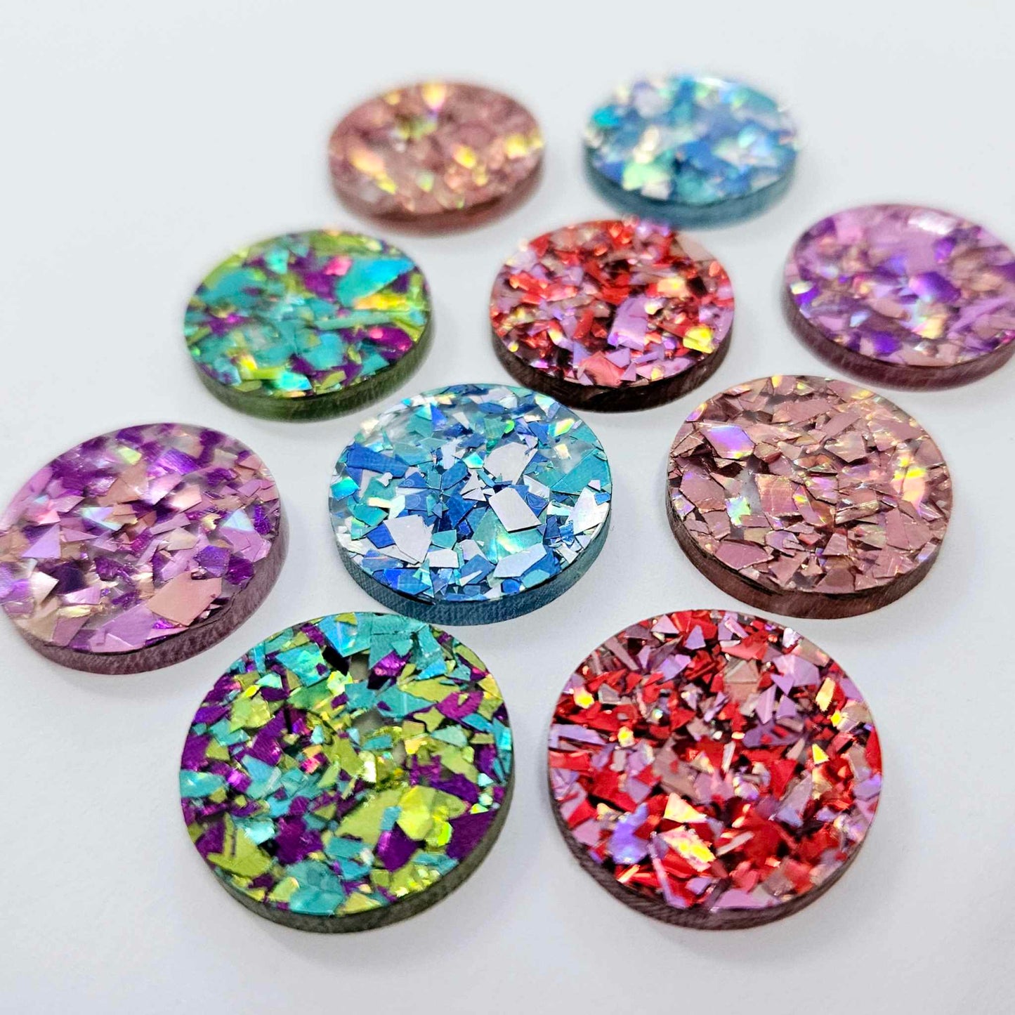 20mm CHUNKY GLITTER Acrylic CIRCLES MIXED PACK