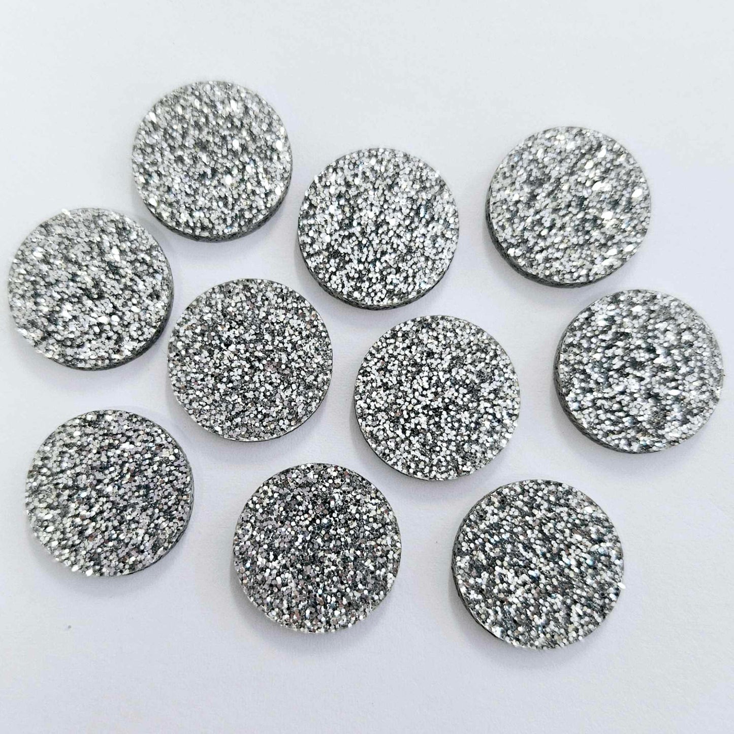 20mm SILVER GLITTER Acrylic CIRCLES