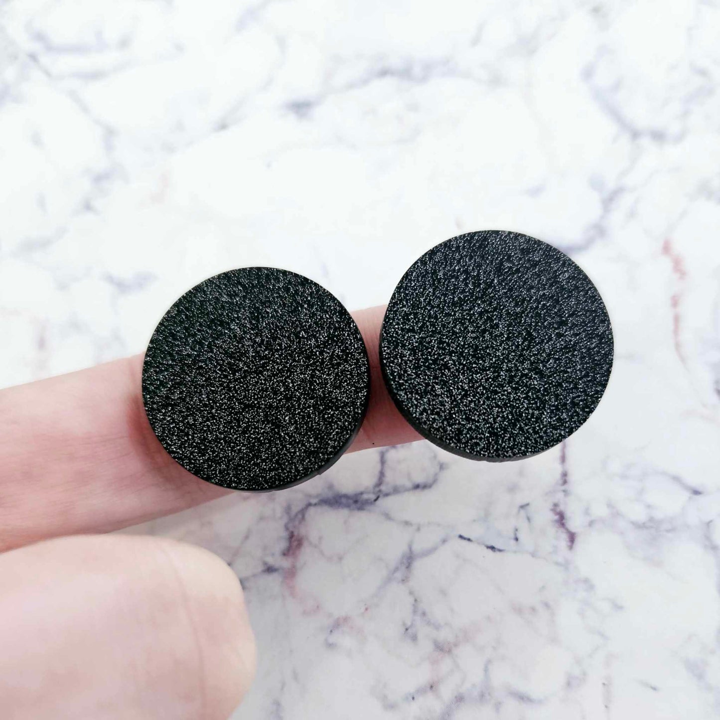 25mm BLACK GLITTER Acrylic CIRCLES