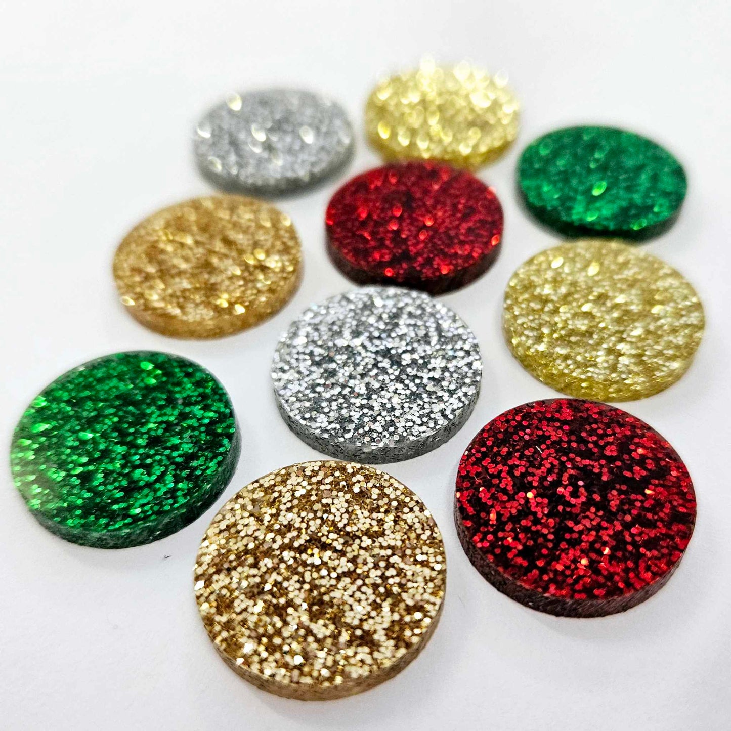 20mm CHRISTMAS GLITTER Acrylic CIRCLE MIXED PACK