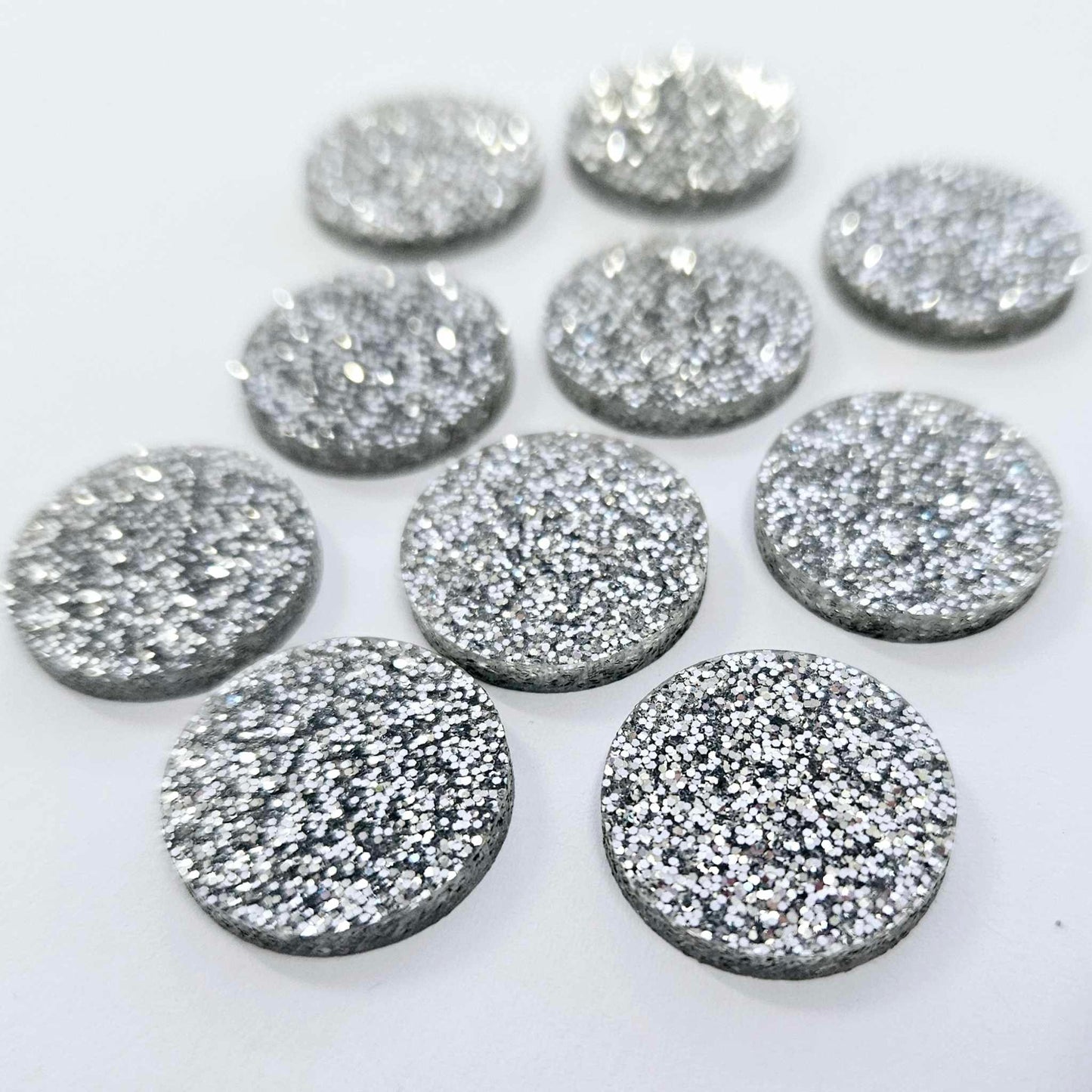 20mm SILVER GLITTER Acrylic CIRCLES