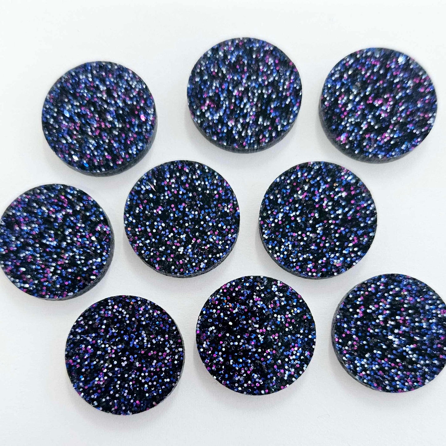 20mm HOLOGRAPHIC BLUE GLITTER Acrylic CIRCLES