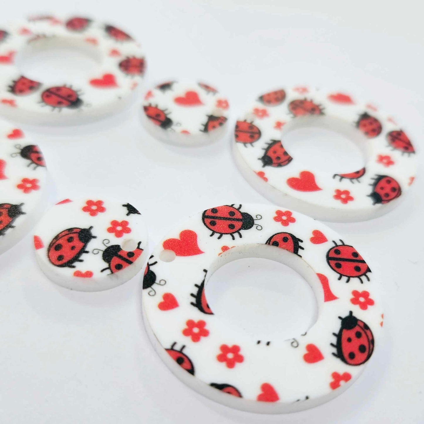 33mm LADYBUG LOVE Acrylic MINI HOOPS, with toppers