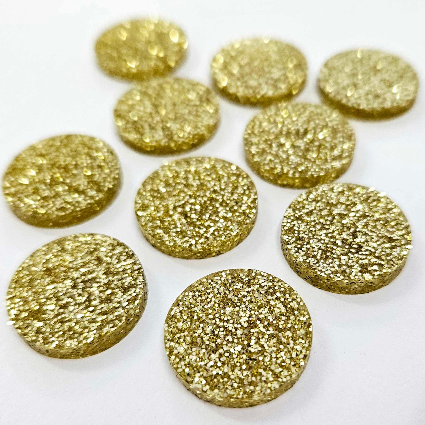 20mm GOLD GLITTER Acrylic CIRCLES