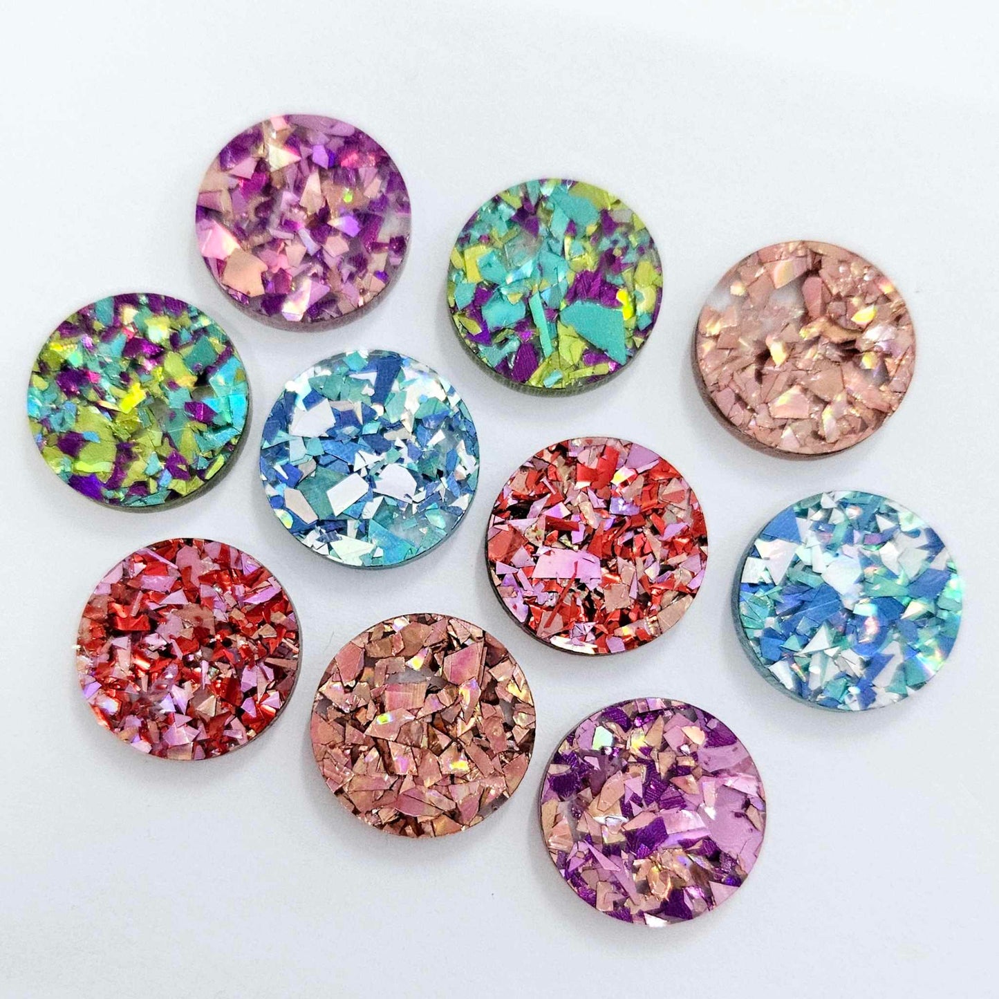 20mm CHUNKY GLITTER Acrylic CIRCLES MIXED PACK