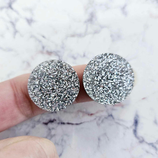 20mm SILVER GLITTER Acrylic CIRCLES