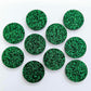 20mm GREEN GLITTER Acrylic CIRCLES