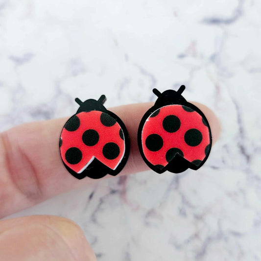 18mm BLACK & UV PRINT Acrylic LADYBUGS