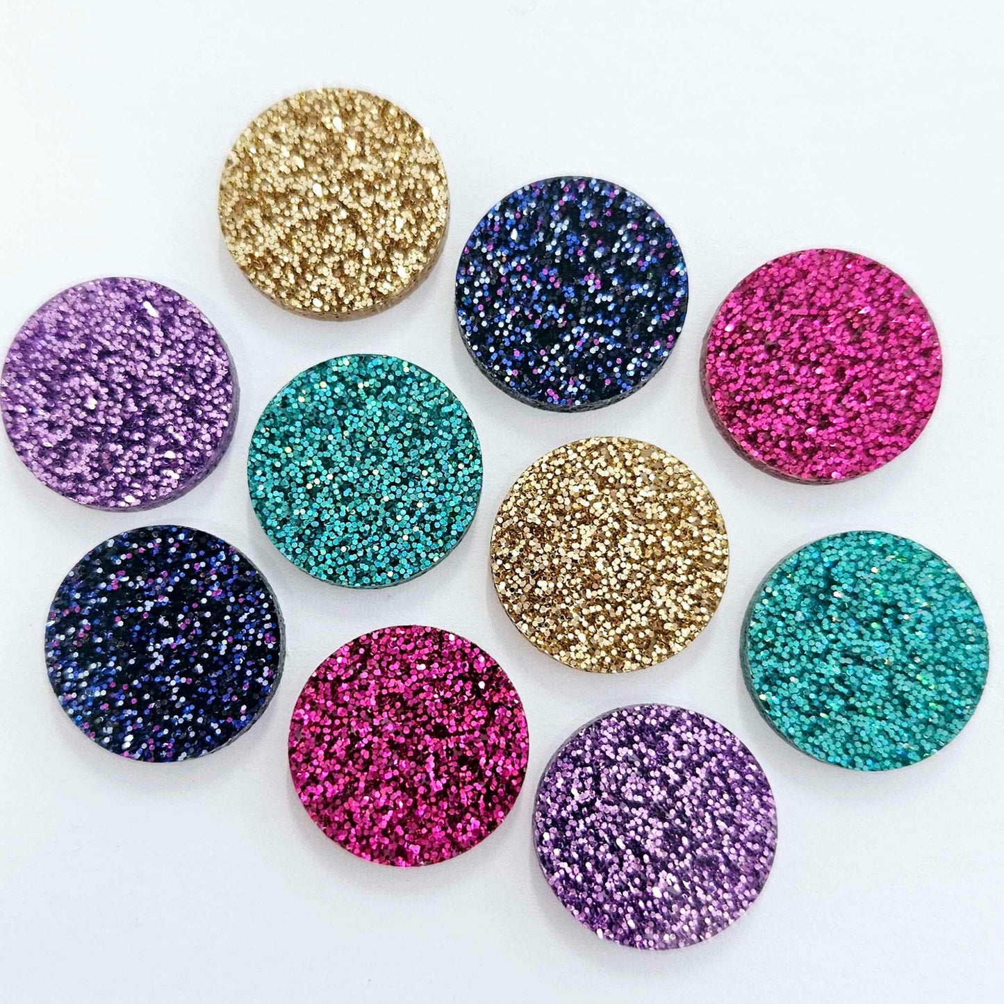 20mm FINE GLITTER Acrylic CIRCLES MIXED PACK