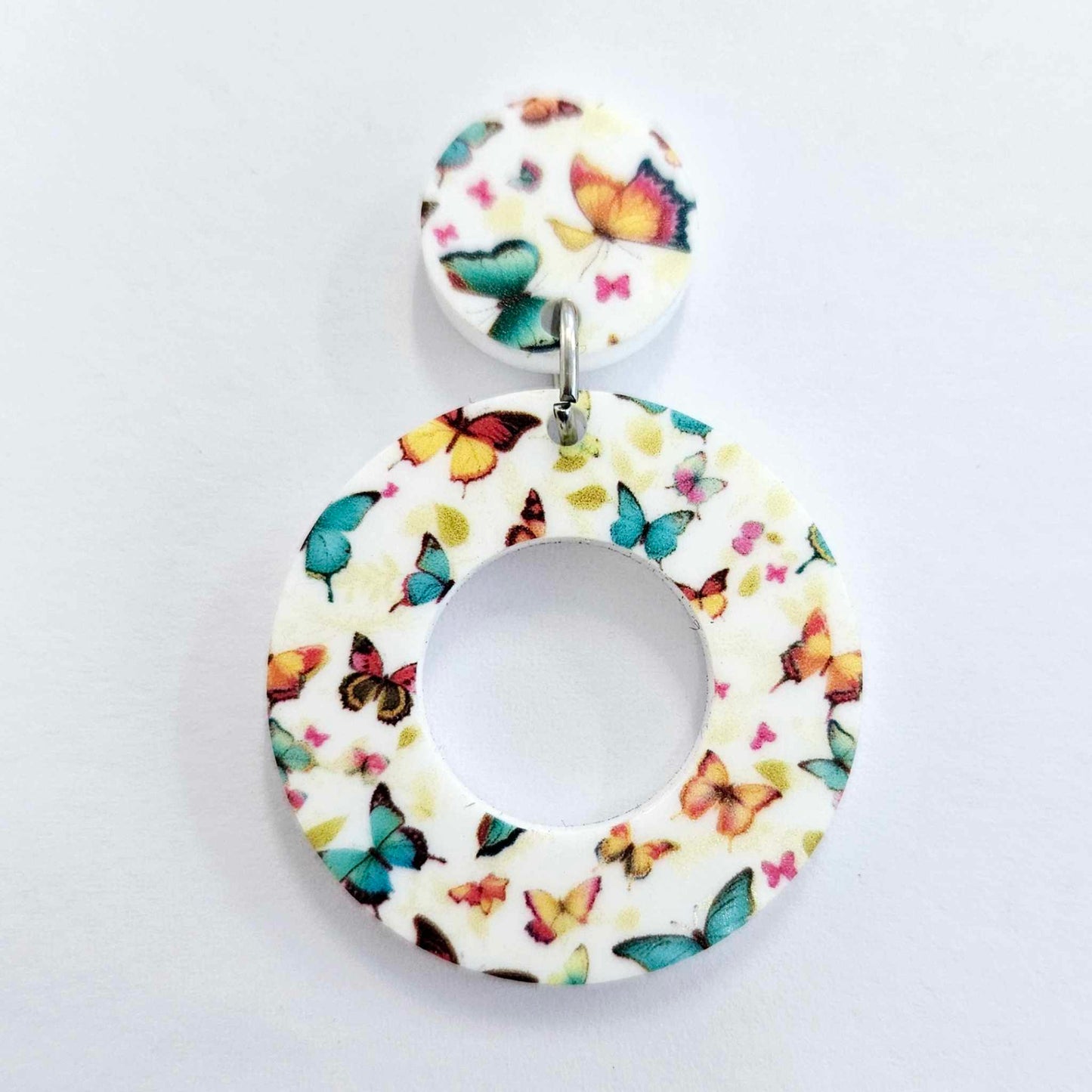 33mm BUTTERFLY Acrylic MINI HOOPS, with toppers