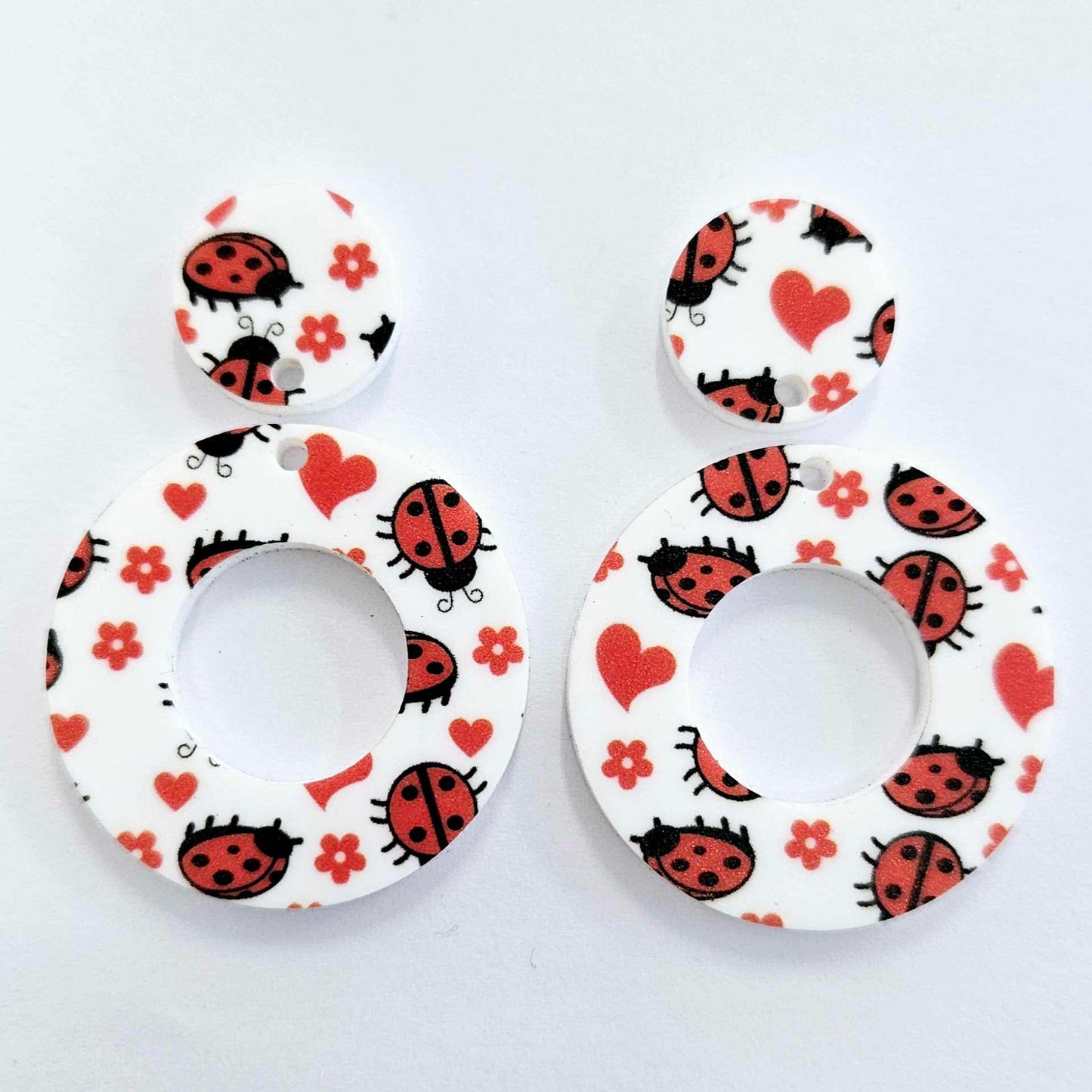 33mm LADYBUG LOVE Acrylic MINI HOOPS, with toppers