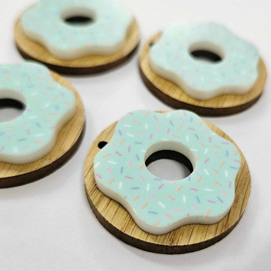 35mm OAK & AQUA SPRINKLE Acrylic DONUTS