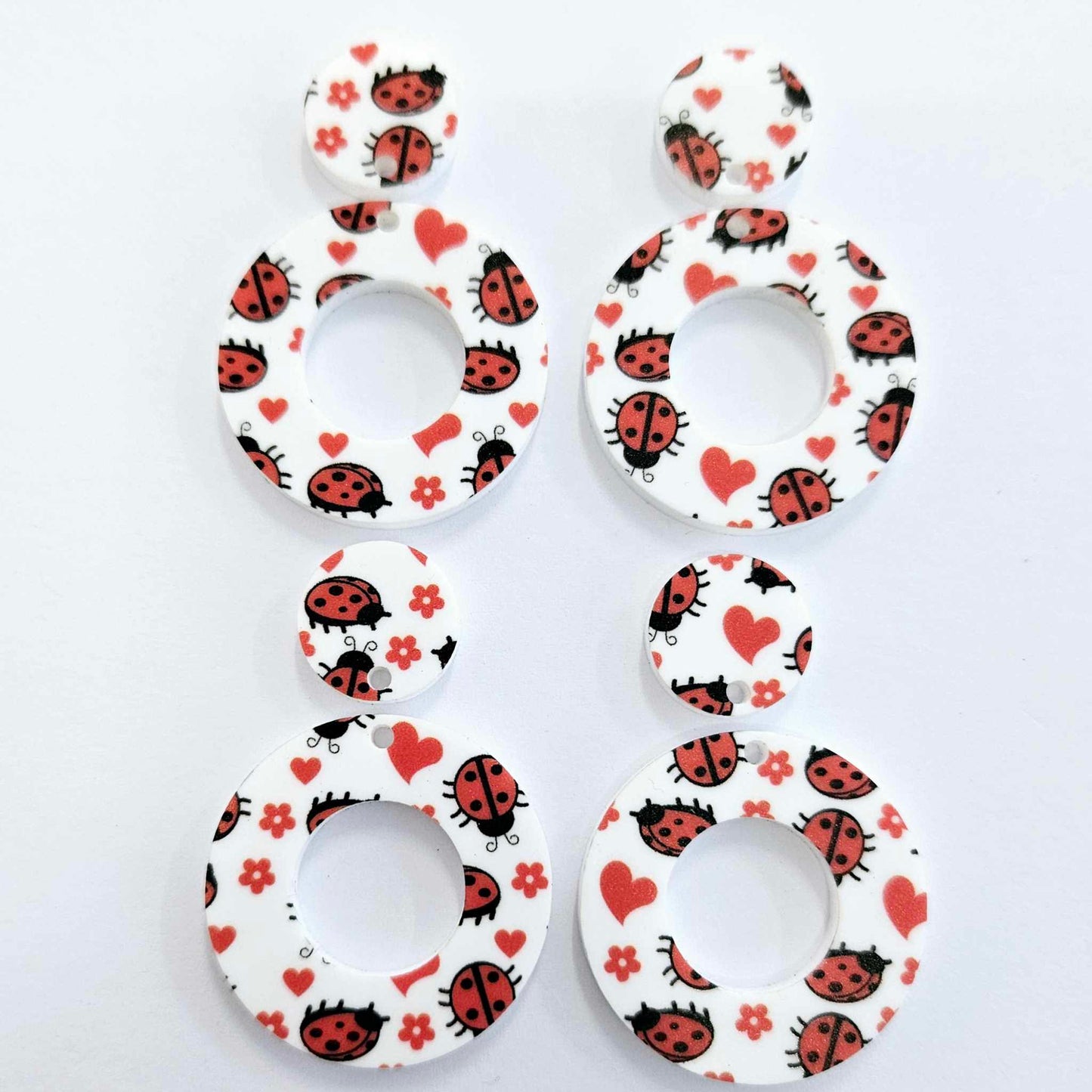 33mm LADYBUG LOVE Acrylic MINI HOOPS, with toppers