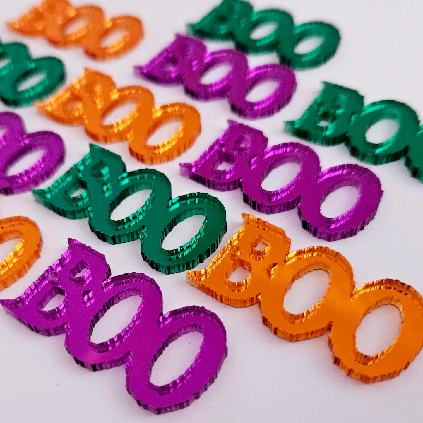 green purple orange mirror  boo Halloween diy earring supplies laser cut acrylic dangles