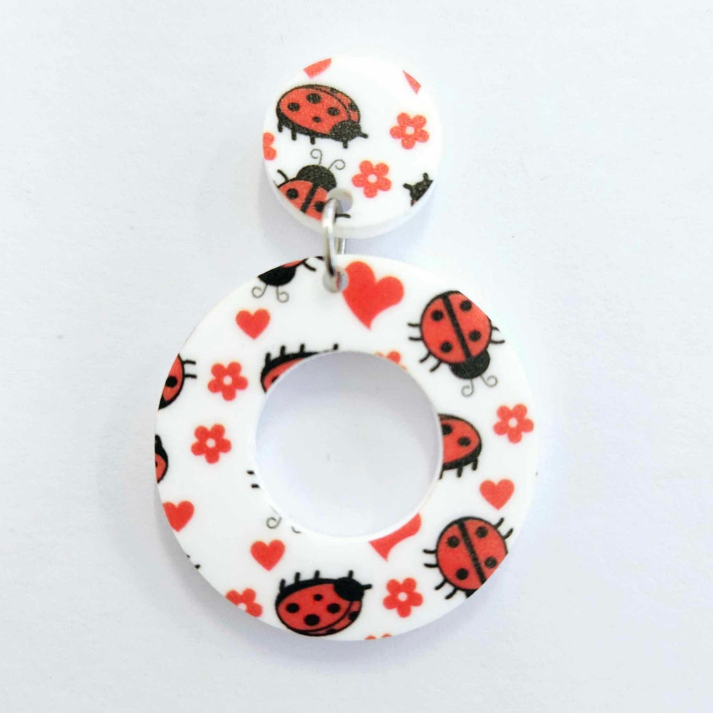 33mm LADYBUG LOVE Acrylic MINI HOOPS, with toppers