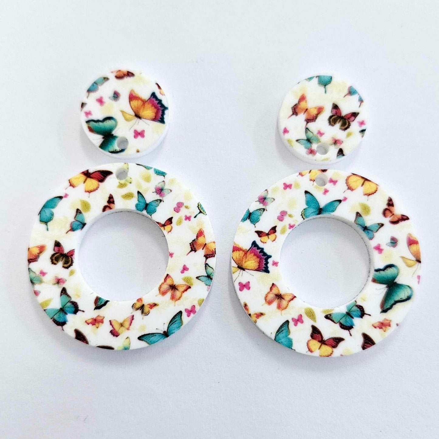 33mm BUTTERFLY Acrylic MINI HOOPS, with toppers